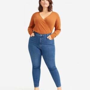 NWT Everlane Mid Blue The Authentic Stretch High-Rise Skinny Jean 23 Regular